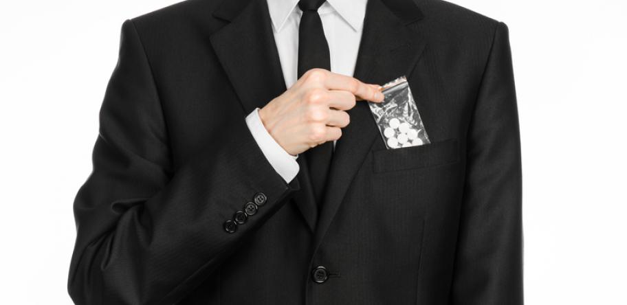 Drug addict in suit