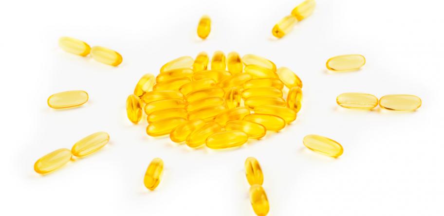 vitamin D pills in sun shape
