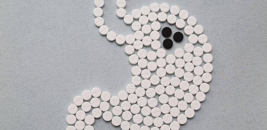 concept of stomach and pills