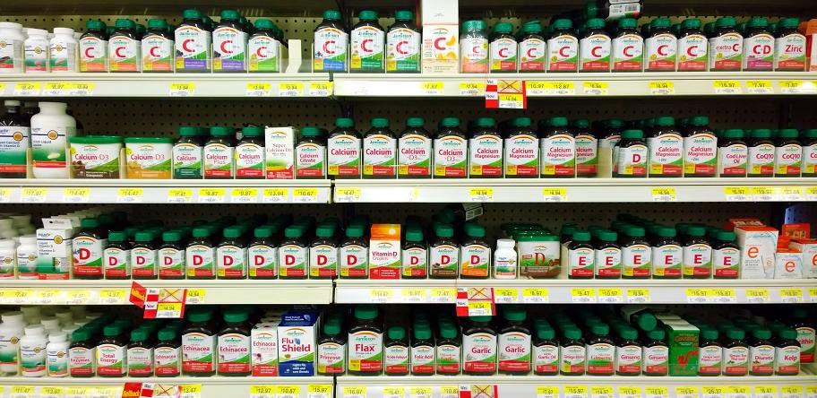 vitamins on shelves